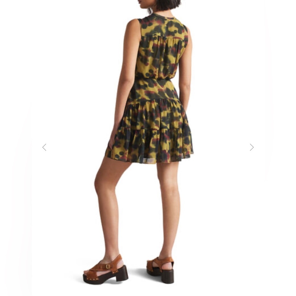 TED BAKER DRESS ELVINIA ANIMAL PRINT BUTTON UP GGT MINI DRESS BROWN. Size 2 - Picture 3 of 12